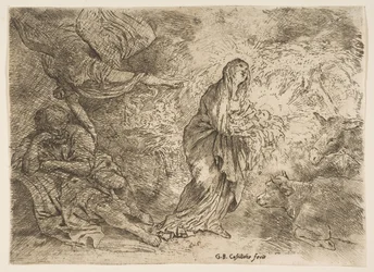 Ängeln som väcker Josef till jungfruns och barnets närvaro, ca. 1645-49.