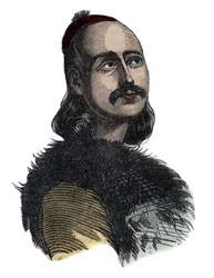Markos Botsaris (grekiska frihetskriget 1788-1823) - gravyr av Giovanni Boggi