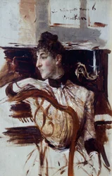 Alaide Banti i profil av Giovanni Boldini (1842-1931)