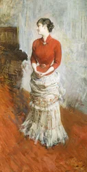 Countess de Rasty stående, cirka 1878, av Giovanni Boldini (1842-1931), olja på duk