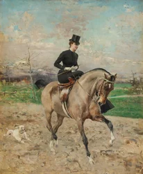 Ryttarinna. Alice Régnault till häst, 1878.