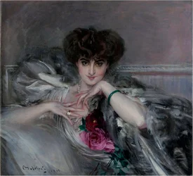 "" Porträtt av prinsessan Catherine Radziwill (1858-1941) "" (Princess Catherine Radziwill) Peinture de Giovanni Boldini (1842-1931)