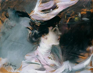 Porträtt av Lina Cavalieri med ny hatt, av Giovanni Boldini (1842-1931)