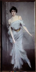 Porträtt av Madame Charles Max. Målning av Boldini (1842 - 1931)