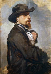 Porträtt av den italienske målaren Vincenzo Cabianca (1827-1902)