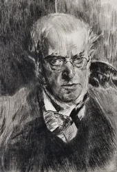 Porträtt av målaren Adolph Menzel, detalj