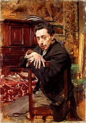 Porträtt av målaren Joaquin Araujo Ruano. Målning av Giovanni Boldini (1842-1931) cirka 1889. Olja på duk. Mått: 29x20cm. Pistoia, Boldini Collection