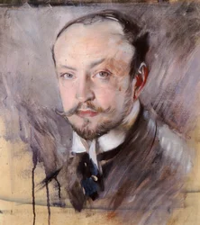 Självporträtt, framifrån av Giovanni Boldini (1842-1931), olja på duk