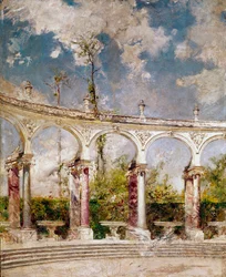 Kolonnaden i Versailles Målning av Giovanni Boldini (1842-1931) 1889 sön 64x52 cm Pistoia, Boldini-samlingen