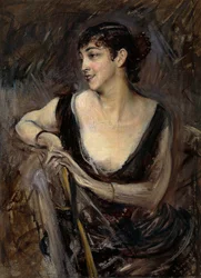 Grevinnan De Rasty sittande av Giovanni Boldini (1842-1931), olja på duk, ca 1879