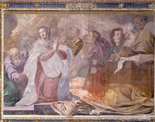 Italien, Lombardiet, Pavia, Pavia Charterhouse (Certosa), Berättelser om Jesus och Maria, freskdetalj