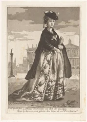 Den venetianska damen La Dame Venitienne en habit de masque (titel på objekt) Diverse porträtt (serietitel)