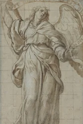 Stående ängel som håller en rulla, ca. 1614.