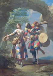 A Harlequin Returning from War, c.1742