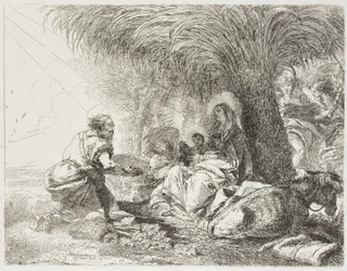 Joseph Adoring the Child While Two Angels Sing, skylt nitton från The Flight into Egypt