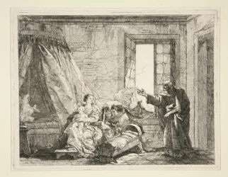 Joseph tillkännager för Maria ordern att lämna, från serien Idee pittoresche sopra la fuga in Egitto (Flight into Egypt)
