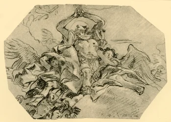Bedande helgon omgiven av änglar, 1762, 1928