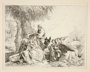 Vila under flygningen till Egypten, från serien Idee pittoresche sopra la fuga in Egitto (Flight into Egypt)