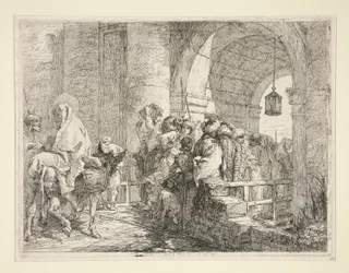 The Arrival of the Holy Family at the Gate of a Town, från serien Idee pittoresche sopra la fuga in Egitto (Flight into Egypt)