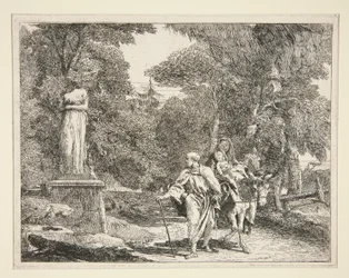 The Holy Family Passing Near a Statue, från serien Idee pittoresche sopra la fuga in Egitto (Flight into Egypt)