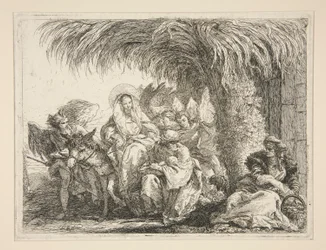 The Holy Family under a Palm Tree, från serien Idee pittoresche sopra la fuga in Egitto (Flight into Egypt)