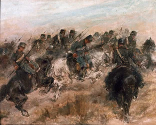 Fälttåget i Italien 1859: "Det piemontesiska kavalleriets anfall". (1825-1908). Rom, Galleria Nazionale d