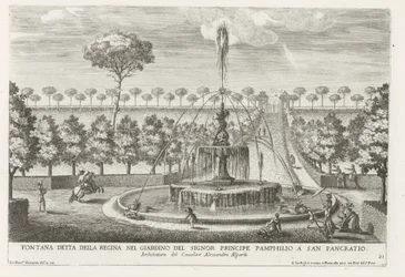 Fontein in de tuinen av Villa Doria Pamphilj te Rom Fontän känd som drottningen i Prince Pamphilios trädgård i San Pancratio (titel på objektet) Fontänerna i Roms palats och trädgårdar (serietitel) Fonteinen in de paleizen en tuinen v