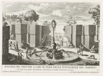 Fontein träffade Triton i trädgården av Villa Celimontana i Rom Tritonfontän i spetsen för fontänavenyn i trädgården (...) (titel på objektet) Fontänerna i Roms palats och trädgårdar (serietitel) Fonteinen in de paleizen en tuinen van