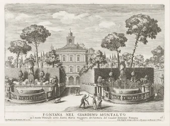 Fontäner i trädgårdarna vid Villa Montalto Negroni i Rom - Fontana nel giardino Montalto (...) (titel på föremålet) - Le fontane ne palazzi e ne giardini di Roma (serietitel) - Fontäner i Roms palats och trädgårdar (serietitel)