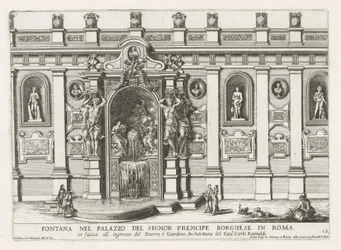 Nymfaeum på plats på Palazzo Borghese i Rom Fontän i palatset Signor precipe Borghese i Rom (...) (titel på objektet) Fontänerna i Roms palats och trädgårdar (serietitel) Fonteinen in de paleizen en tuinen van Rome (serie