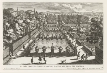 Visvijvers in de tuinen van de Villa d
