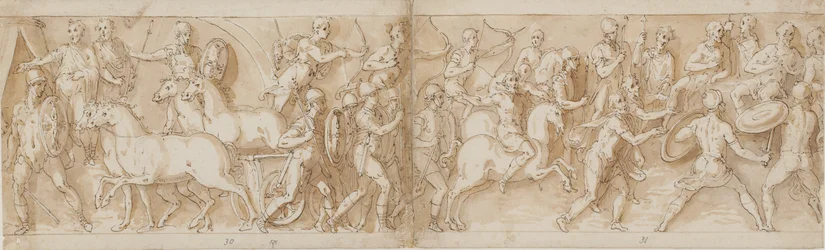 32 exemplar efter Marcus Aurelius kolumn, Piazza Colonna i Rom