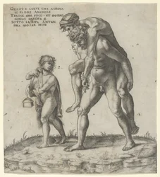 Aeneas räddar Anchises, en ung pojke som bär en lykta till vänster, ca. 1525., ca. 1525.