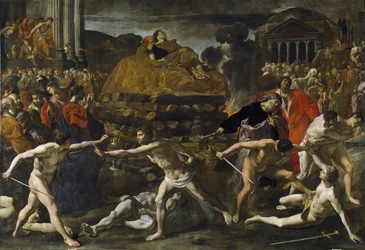 ""En romersk kejsares begravningsceremoni"" Kremeringsmålning av Giovanni Lanfranco (1582-1647) Circa 1636 Pradomuseet Madrid