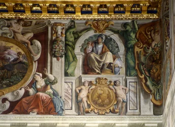 Detalj från fresken i palatshallen, Quirinalpalatset, Rom