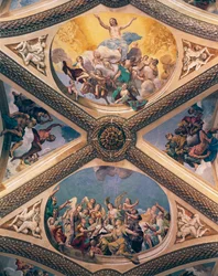 Glory of Christ, fresk, av Giovanni Lanfranco (1582-1647), valv av Church of Certosa of San Martino, Neapel, Kampanien, Italien