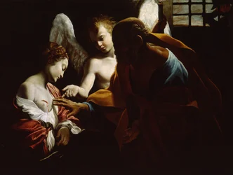 Saint Agatha deltog av Saint Peter and an Angel in Prison, ca 1614