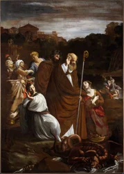 San Verano befriar Albenga från draken, ca 1615 (olja på duk)