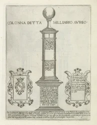 Om Golden Mile Kolumn kallad Golden Mile (titel på objekt) Moderna och antika monument och byggnadsverk i Rom (serietitel) Ornamenti di fabriche antichi et moderni dell