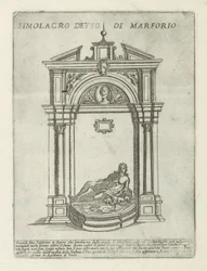 Fontän med statyn av Marforio Simolacro detto di Marforio (titel på objekt) Moderna och antika monument och byggnader i Rom (serietitel) Ornamenti di fabriche antichi et moderni dell