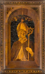 Lignaean Canonical Choir, inlagd av Giovanni Maria Platina 1484, Upper Stall, Sant