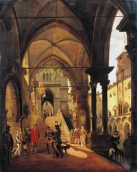 Ludvig XI på slottet i Barolo, av Giovanni Migliara (1785-1837), olja på duk, 80x65 cm