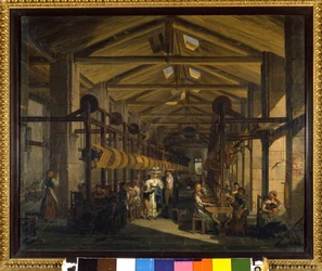 Sidenspinning. Målning av Giovanni Migliara