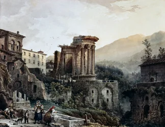 Vestatemplet i Tivoli, av Giovanni Migliara (1785-1837), Italien