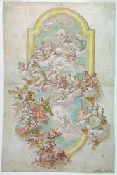 Teckning, Tak med Jupiter, juni, 1718-30