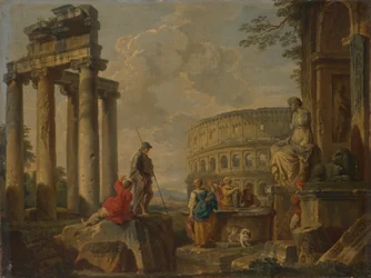 Colosseum bland romerska ruiner