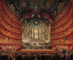 Konsert av kardinal de La Rochefoucauld på Argentina-teatern i Rom, om äktenskapet mellan Ludvig den Dauphin (1729-65), son till Ludvig XV, med Marie-Josephe av Sachsen (1731-67), 1747 (olja på duk)
