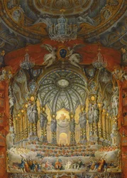 Konsert av kardinal de La Rochefoucauld på Argentina-teatern i Rom, om äktenskapet mellan Ludvig den Dauphin (1729-65), son till Ludvig XV, med Marie-Josephe av Sachsen (1731-67), 1747 (olja på duk)