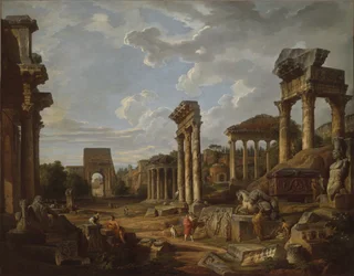 Ett capriccio med Forum Romanum, 1741