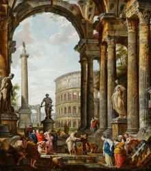 Filosofen Diogenes som kastar bort sin skål